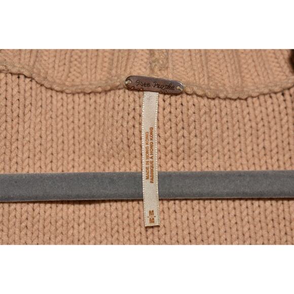 FREE PEOPLE $118 Elbow Sleeve Cable‎ Knit Cropped Cardigan in Tan Medium - Picture 4 of 4